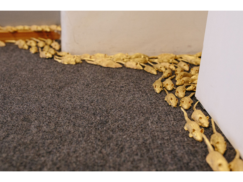 Exhibition view, Jane Dodd—Rococo Revolution, 2016, foreground work: Ceramic Mice, QUOIL, Wellington, New Zealand, photo: Billie Brook Exhibition view, Jane Dodd—Rococo Revolution