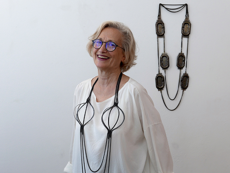 Exhibition Veronika Fabian & Lauren Kalman, 2019, necklaces by Veronika Fabian from the series Chains for an Average Woman, 2018