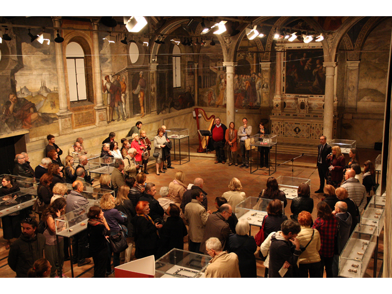 Exhibition view during the opening ceremony, Dall’orto alla Soffitta, Barbara Paganin, 2015, Oratorio di San Rocco, Padua, Italy, photo: Silvia Valenti. Exhibition view during the opening ceremony, Dall’orto alla Soffitta, Barbara Paganin, 2015, Oratorio di San Rocco, Padua, Italy, photo: Silvia Valenti.