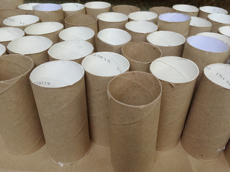 Collected cardboard toilet paper rolls, 2011–2016, photo by Mariana Acosta