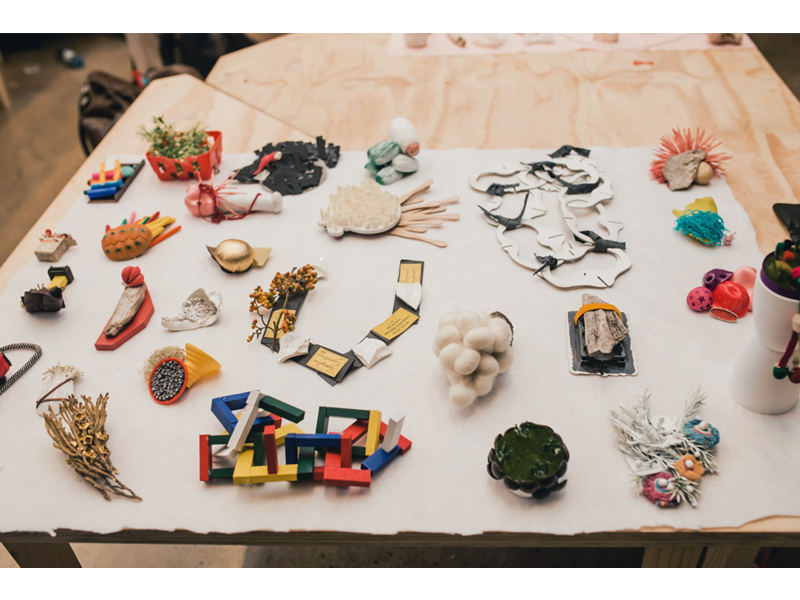 Objects made during Lisa Walker’s workshop, En Construccion II symposium, 2015, Cultural Center Valparaíso, photo: Lilian Peromarta
