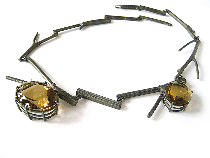 Georg Dobler, Untitled, necklace, 2012, oxidized silver, citrines, 30 x 20 mm, photo: artist