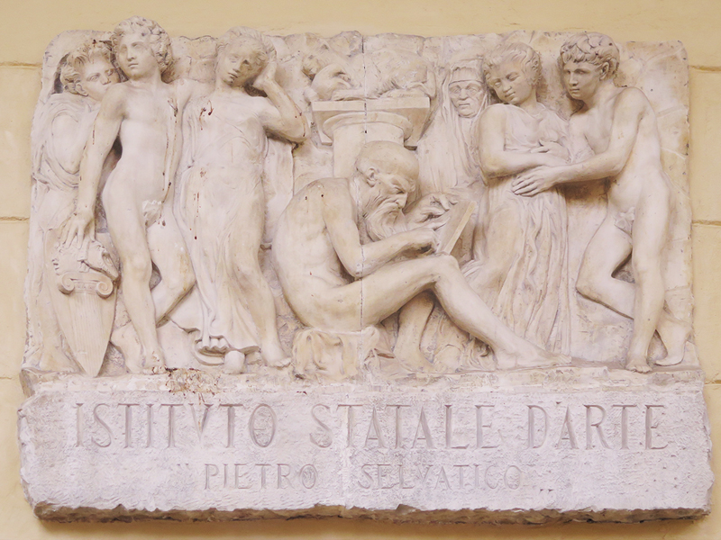 Stone relief at the Liceo Artistico