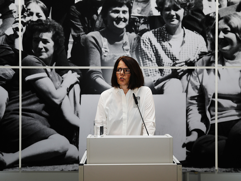 Petra Hölscher giving a speech during an opening