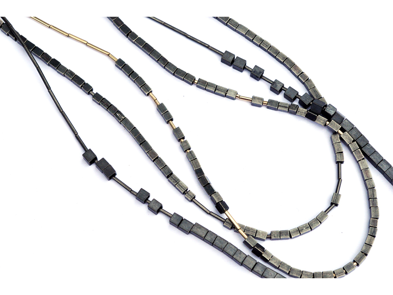 Frances Stachl, Hidden Necklaces, 2015, necklace, oxidized sterling silver, 9-karat gold, 230 x 3 mm, photo: The National