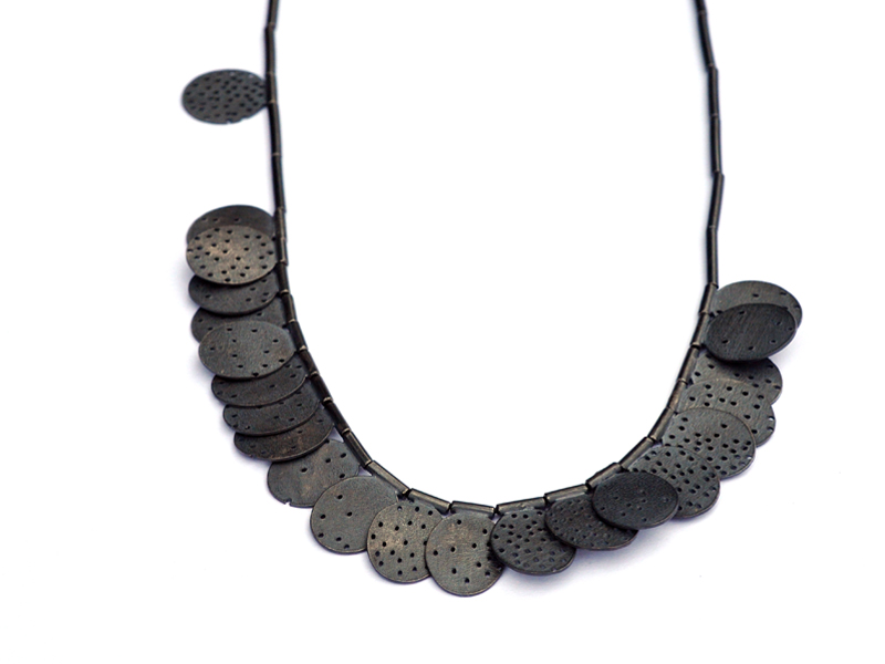Frances Stachl, Holey Necklace, 2015, necklace, oxidized sterling silver, 21 x 370 mm long, photo: The National