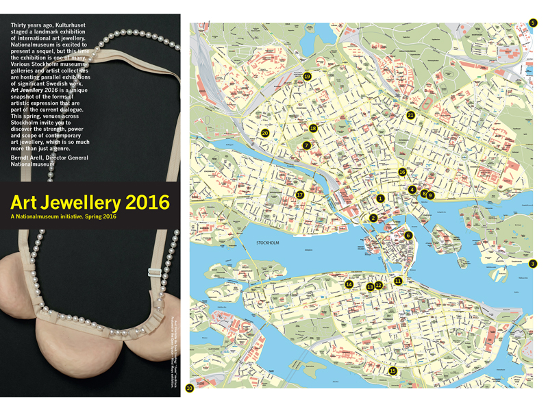 Art Jewellery 2016, event map, an initiative of the Nationalmuseum, Stockholm