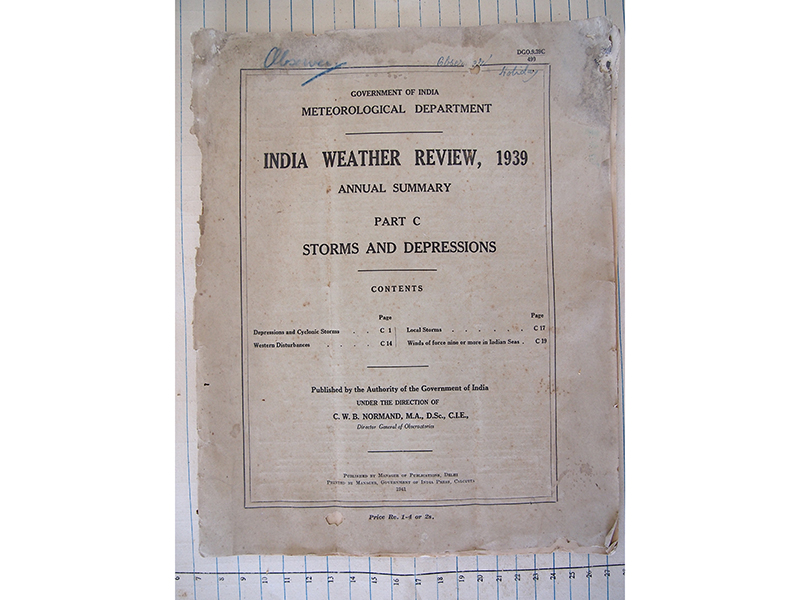 Archival image from India Weather Review 1939, Annual Summary Part C, Storms and Depressions, from the archive of Naiza Khan