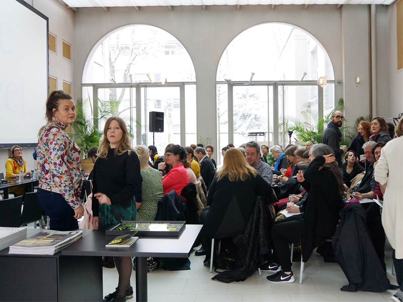 The audience at The Meet, 2016, a symposium organized by Art Jewelry Forum in partnership with Current Obsession and Norwegian Crafts; Villa Stück, Munich, photo: Benjamin Lignel