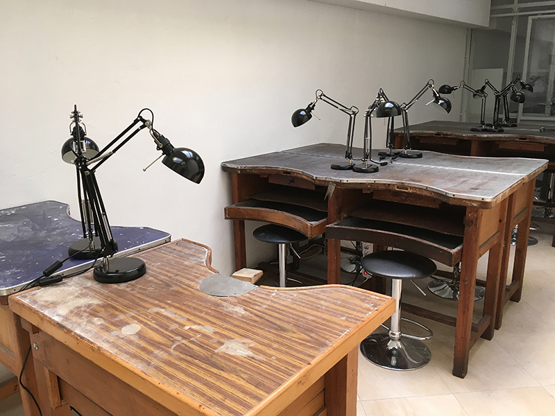 Brand-new studio set up to receive students at Santa Reparata International School of Art in January 2020