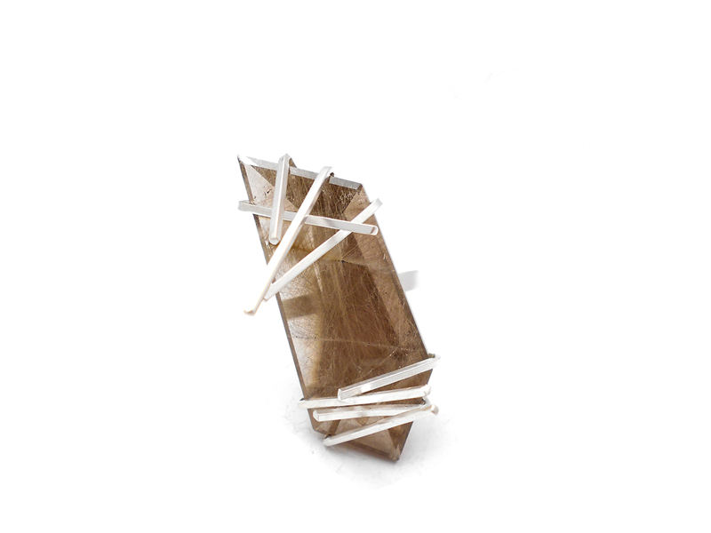 ENJI Studio Jewelry by Niki Grandics, Smokey Ring, 2016, smoky quartz, sterling silver, 45 x 15 x 45 mm, photo: artist
