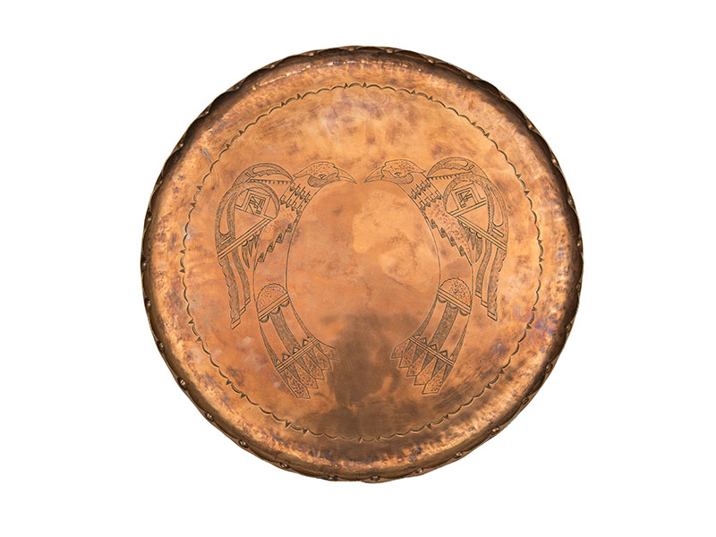 Awa Tsireh, San Ildefonso Pueblo, 1898–1955, Tray, 1930s, copper, Gift of Norman L. Sandfield