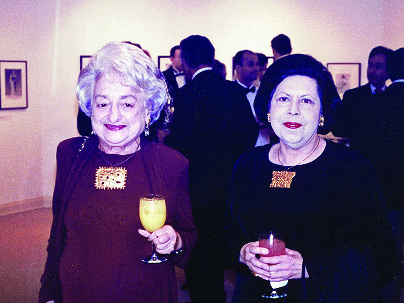(Left) feminist author Betty Friedan (wearing an Ibram Lassaw pendant) and (right) US Cultural Affairs Officer to Paris Francis 