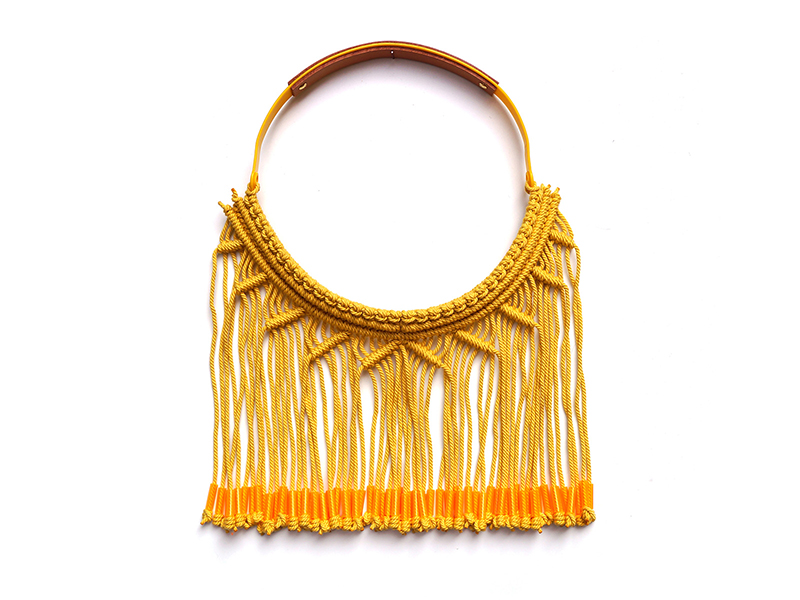 Helena Johansson Lindell, Necklace, Collar, 2020, plastic, cotton cord, leather, rivets, 380 x 290 x 40 mm, 191 g, photo: artist