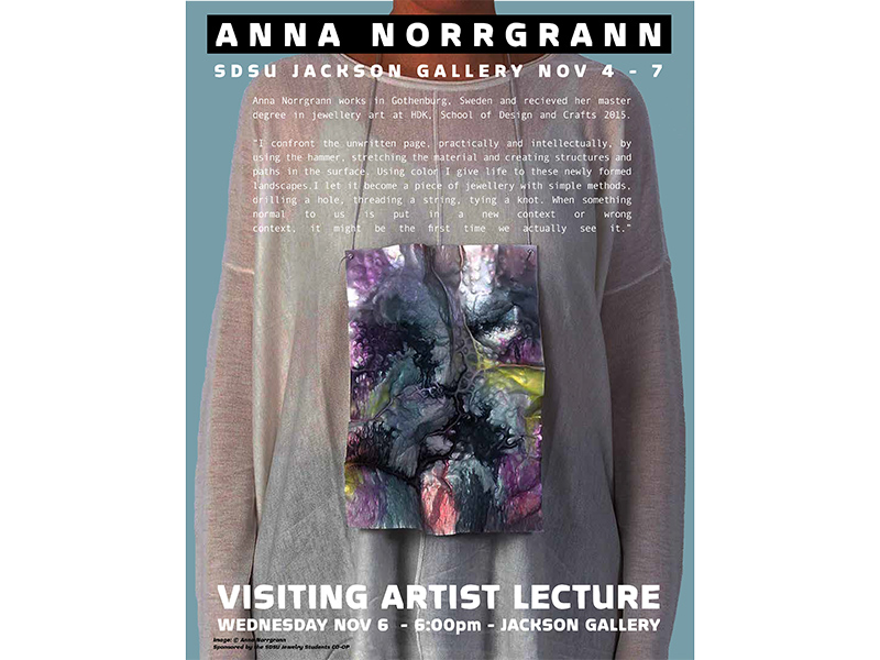 Anna Norrgrann will give a lecture at San Diego State University