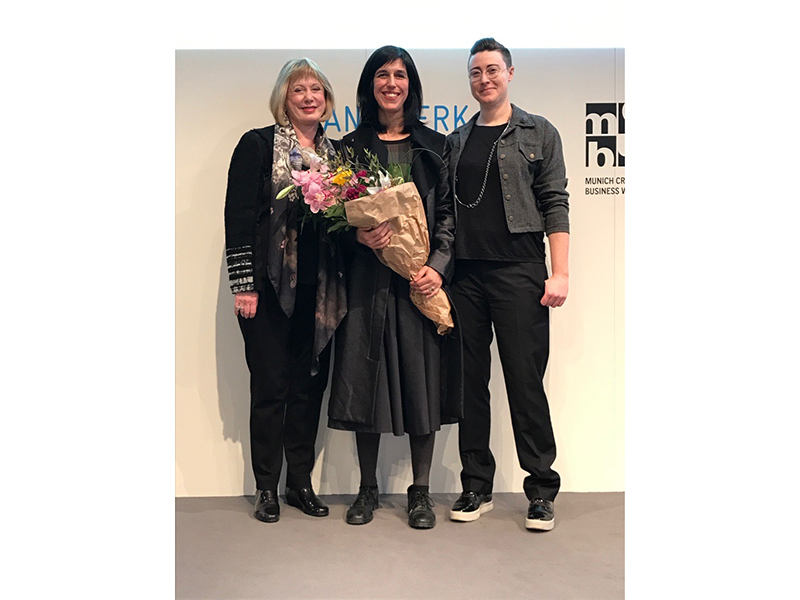 (Left to right) Susan Beech, Cristina Filipe, inaugural winner of the 2017 Susan Beech Mid-Career Grant, Rebekah Frank, photo: c