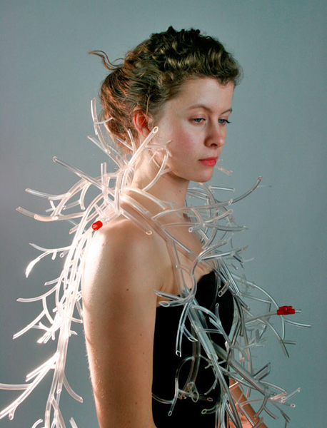 Nadine Smith, Handle with Care, 2013, neck wear, dialysis tubing, glue, 800 x 600 x 400 mm, photo: artist Nadine Smith