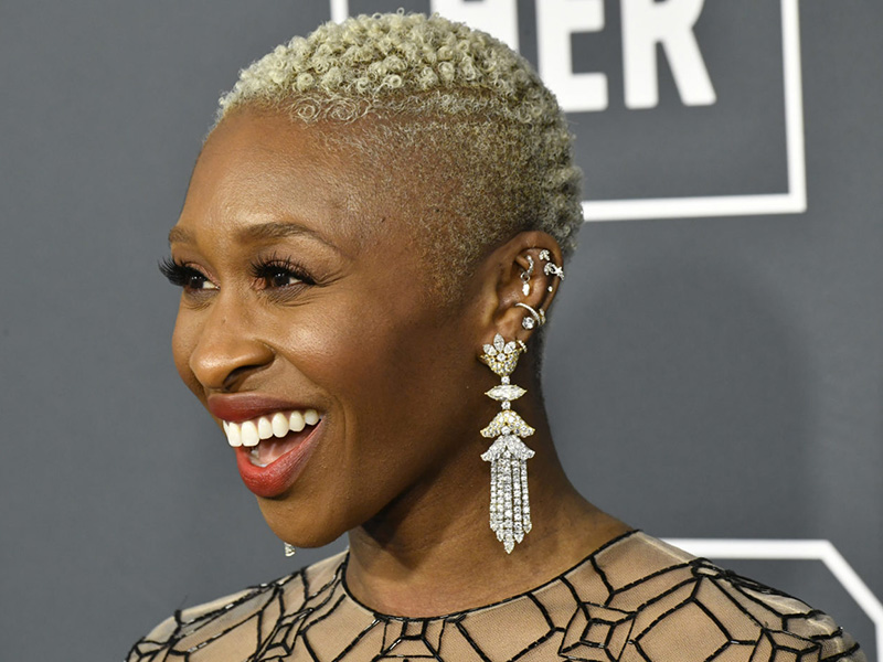 At the Critics’ Choice Awards, Cynthia Erivo’s “curated ear” featured diamond showstoppers, photo: Frazer Harrison/Getty Images