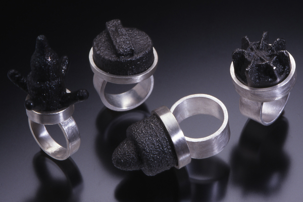 Jana Brevick, Transmitters, 1999, rings, iron, sterling silver, dimensions varia
