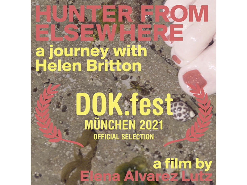 Advertising graphic for Elena Alvarez Lutz’s documentary on Helen Britton, Hunter from Elsewhere