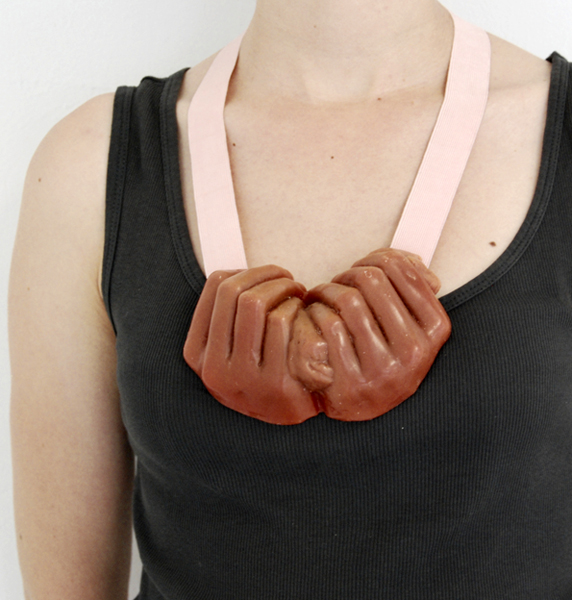 Clarisse Bruynbroeck, Embodyment_2, pendant, 2011–12, wax, copper, textile, 300 x 200 x 50 mm, photo: artist
