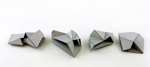 Jessamy Pollock, Maquette 1-4, 2012, brooch, anodized aluminum, stainless steel, photo: artist