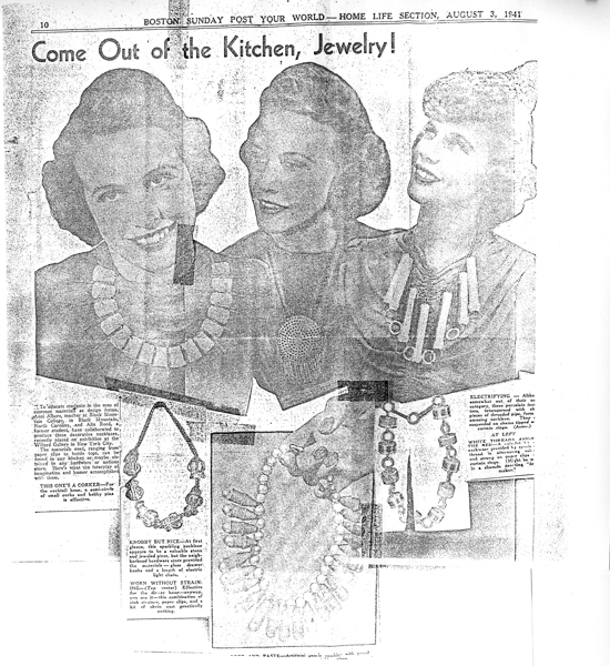 “Come Out of the Kitchen, Jewelry!” Boston Post, August 3, 1941.
