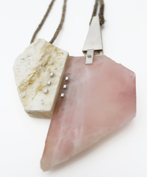 Lawrence Woodford, Khewra, 2014, neckpiece, rose quartz, composite material, sil