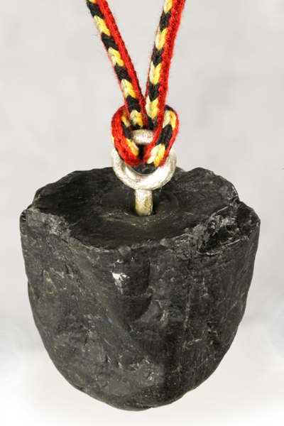 Peter Deckers, Load 9, 2015, pendant, petrified coal, black diamond, sterling si