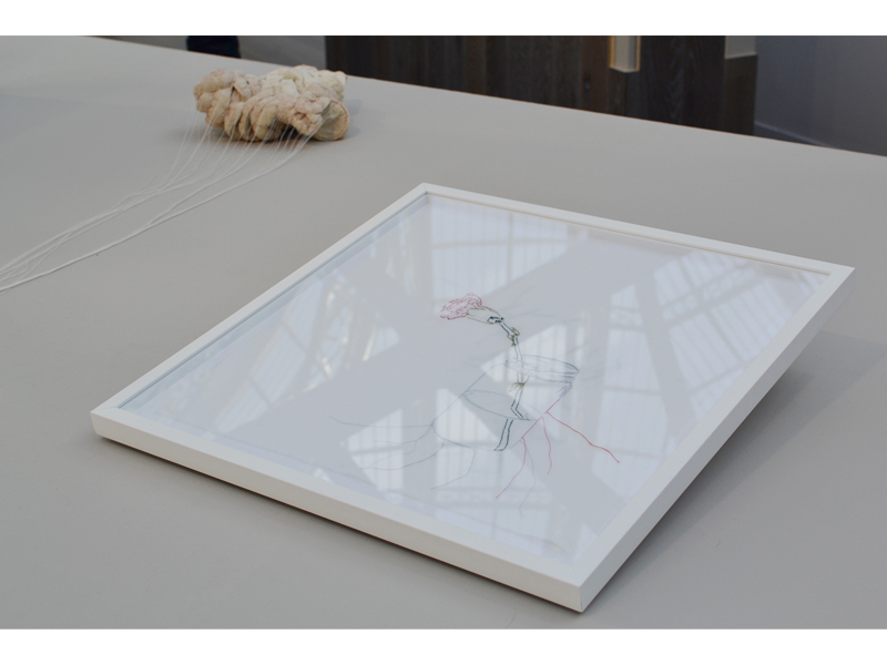 Exhibition view, magic language///game of whispers, 2015, work nº16 (foreground) is Kiitos II by Sonja Löfgren; work nº15 (background) is Das Unheimliche by Miro Sazdic, photo: André Gali Exhibition view, magic language///game of whispers, 2015, work nº16 (foreground) is Kiitos II by Sonja Löfgren; work nº15 (background) is Das Unheimliche by Miro Sazdic, photo: André Gali