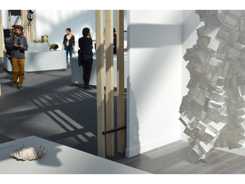 Exhibition view, magic language///game of whispers, 2015, work nº4 (left) is Krysantemum by Marianne Nielsen, work nº3 (right) is Plethora by Deepa Panchamia; photo: André Gali Exhibition view, magic language///game of whispers, 2015, work nº4 (left) is Krysantemum by Marianne Nielsen, work nº3 (right) is Plethora by Deepa Panchamia; photo: André Gali