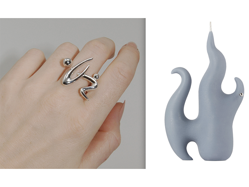  A ring and a candle by jewelry designer Hannah Jewett, photos courtesy of Sight Unseen