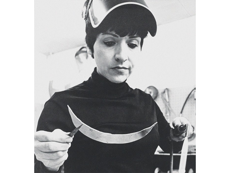 Mary Ann Scherr at work, circa 1970s, photo courtesy of the Scherr family and the Gregg Museum of Art & Design