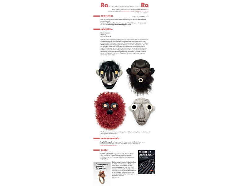 Ra Gallery newsletter, November 26, 2013
