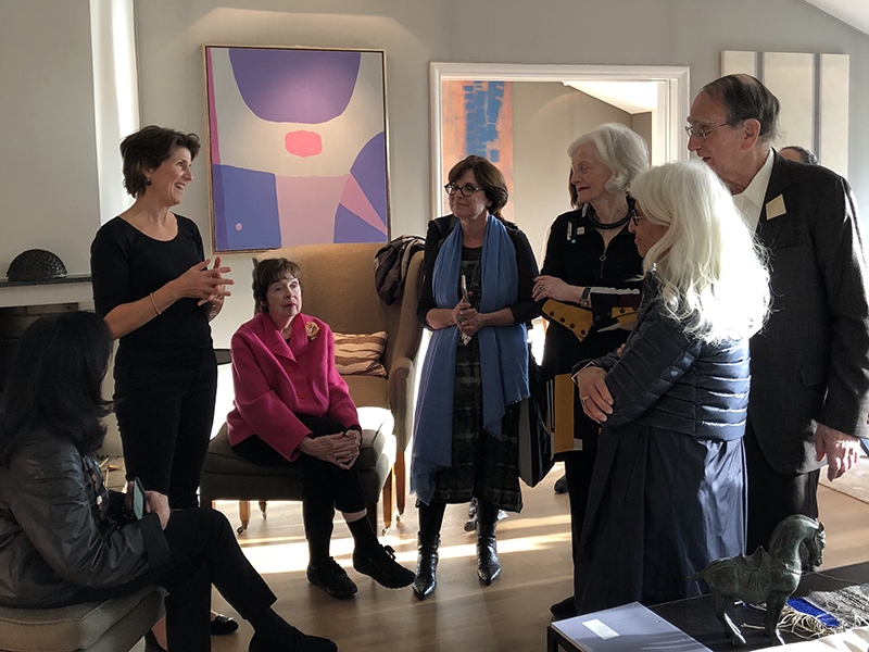 Visiting the home of collector Cecilie Malm Brundtland, in Oslo, (left to right, seated) Barbara Waldman, (standing) Cecilie Malm Brundtland, (seated) Barbara Berlin, (standing) Patti Bleicher, Karen and Michael Rotenberg, and Carol Green, photo courtesy of Susan Kempin Visiting the home of collector Cecilie Malm Brundtland, in Oslo