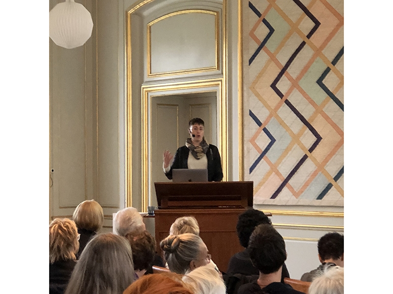 AJF in Conversation: Rebekah Frank delivering opening remarks for the presentation "Collectors in Conversation" at the Designmuseum Danmark, Copenhagen, photo courtesy of Susan Kempin AJF in Conversation