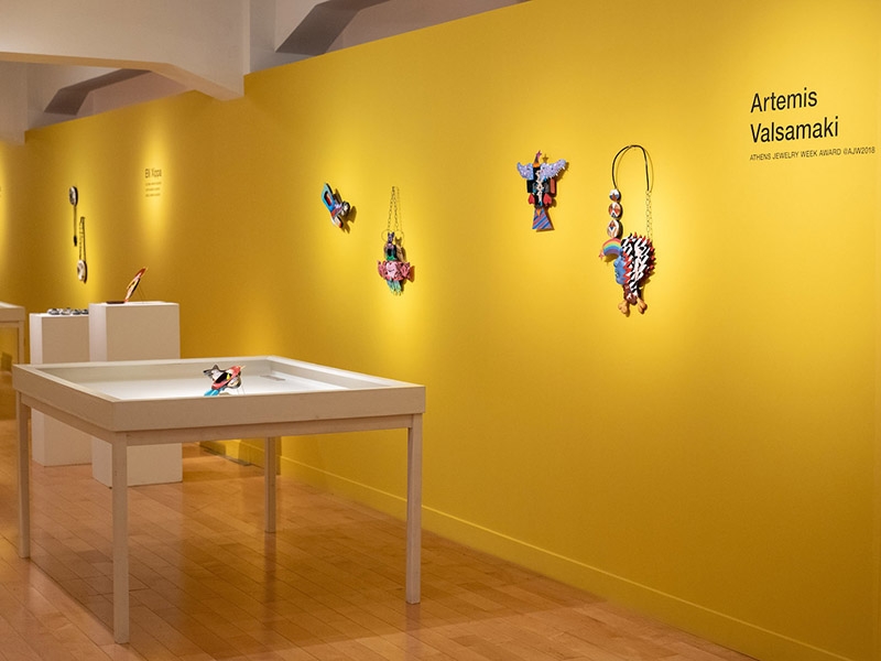 Installed display of large-scale jewelry by Artemis Valsamaki