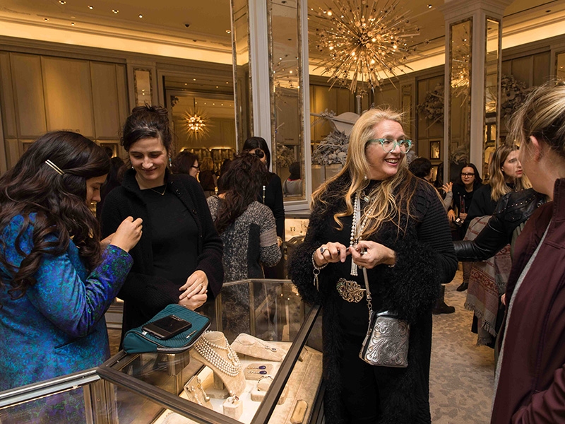 Designer Deirdre Featherstone of Featherstone Design at the NYCJW x Bergdorf Goodman Holiday Window Launch event, photo: Simon Leung Designer Deirdre Featherstone