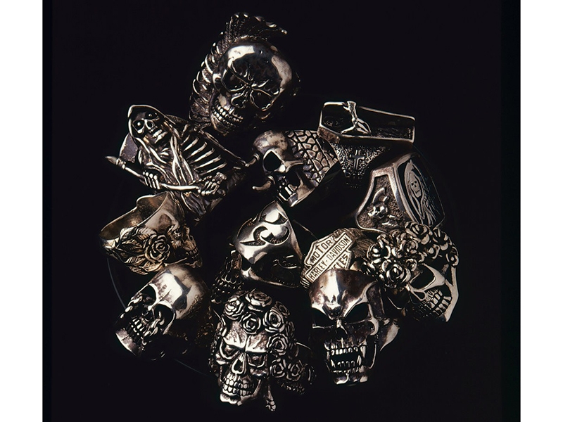 Silver rings made by Suzanne Gulliver for the Hells Angels