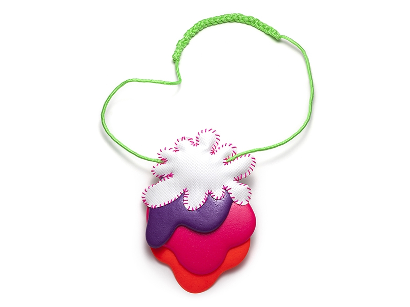 Magali Thibault Gobeil, Candy Cloud #3, 2017, necklace, polyurethane, pigments, vinyl, cord, cotton, cast polyurethane, 600 x 135 x 25 mm, photo: Anthony Mclean Magali Thibault Gobeil, Candy Cloud #3