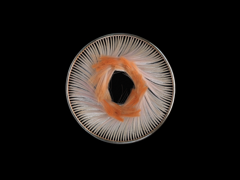 Caroline Broadhead, Neckpiece, 1978, silver, wood, nylon, 203 x 203 x 10 mm, Museum of Arts and Design, New York, Donna Schneier gift, photo: John Bigelow Taylor