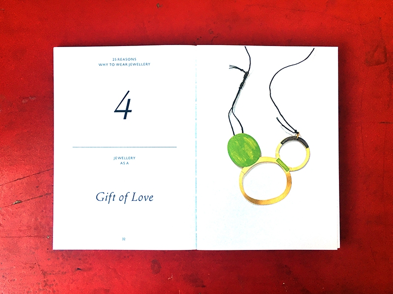 Pages 32–33 of 25 Reasons Why to Wear Jewellery, showing a piece by Dorothea Förster, photo: Rebekah Frank Pages 32–33 of 25 Reasons Why to Wear Jewellery, showing a piece by Dorothea Förster, photo: Rebekah Frank