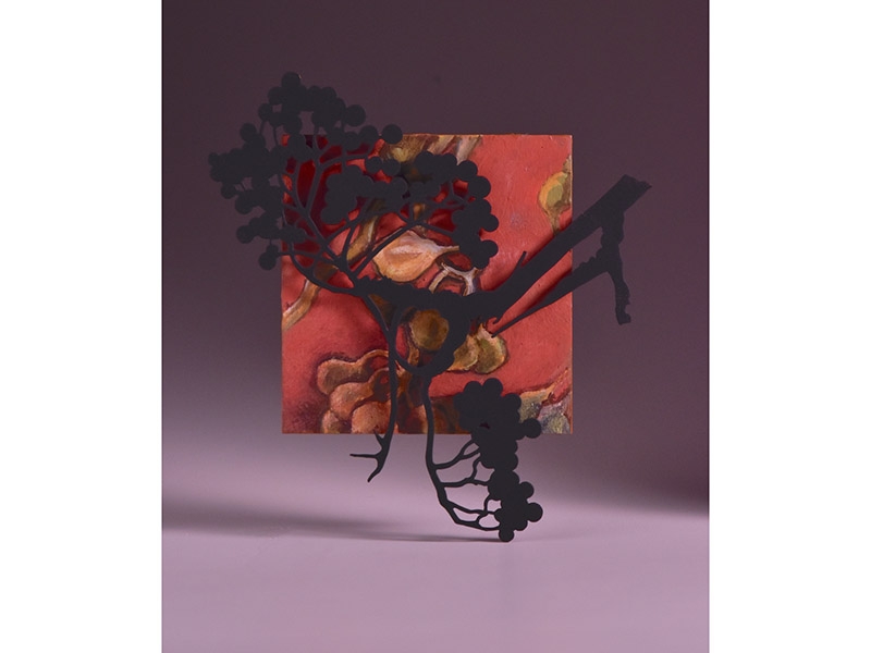 Bruce Metcalf, Conditions of Ornament 6, 2018, brooch, powder-coated brass, acrylic paint, plywood, silver, 100 x 100 x 10 mm, photo: artist Bruce Metcalf, Conditions of Ornament 6