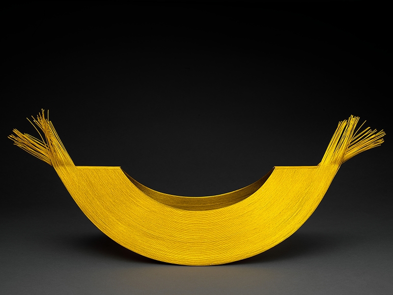 Eugene Pijanowski (American, born Detroit, Michigan, 1938) and Hiroko Pijanowski (Japanese, born Tokyo, 1942), Oh I Am Precious #7 Necklace, 1986, Mizuhiki, canvas, 267 x 635 x 13 mm (10 1/2 x 25 x 1/2 inches), The Metropolitan Museum of Art, Gift of Donna Schneier, 2007 (2007.384.46) Eugene Pijanowski and Hiroko Pijanowski