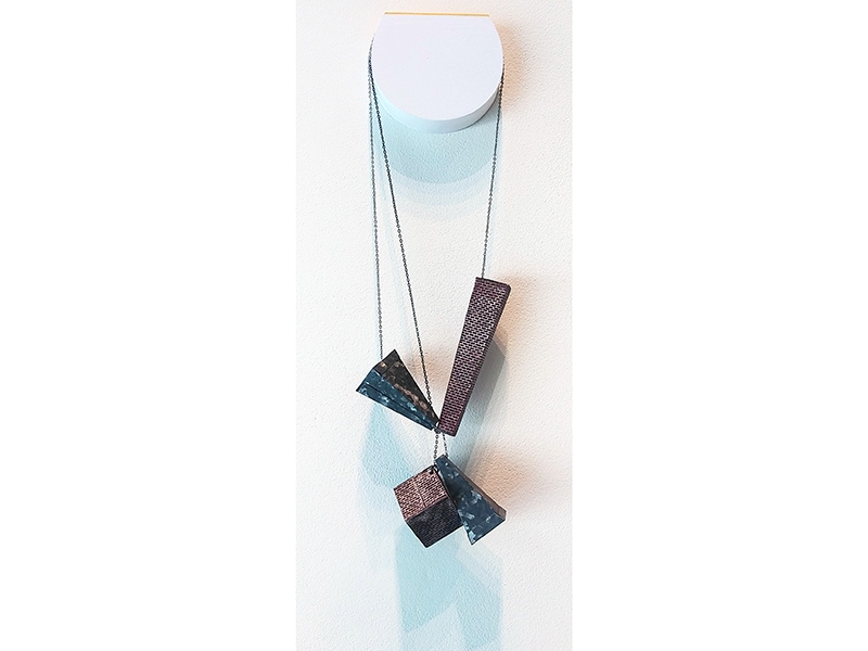 Sharon Massey, Necklace (Variation) Ductwork Collection, copper, enamel, salvaged galvanized steel, 305 x 127 x 51 mm, photo: Kelly Temple Sharon Massey, Necklace (Variation) Ductwork Collection