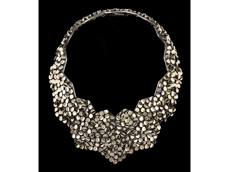 Bill Reid, Horse Barnacle Necklace, 1979, white gold, sterling silver, 53 x 74 mm in diameter, SFU Bill Reid Collection, photo: Kenji Nagai Bill Reid, Horse Barnacle Necklace
