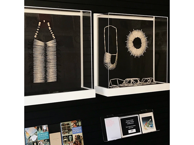 Exhibition view, Paper as Protection and Gift, recent work by Kiff Slemmons, The Jewelry Library, 2019, photo: Jo Viemeister