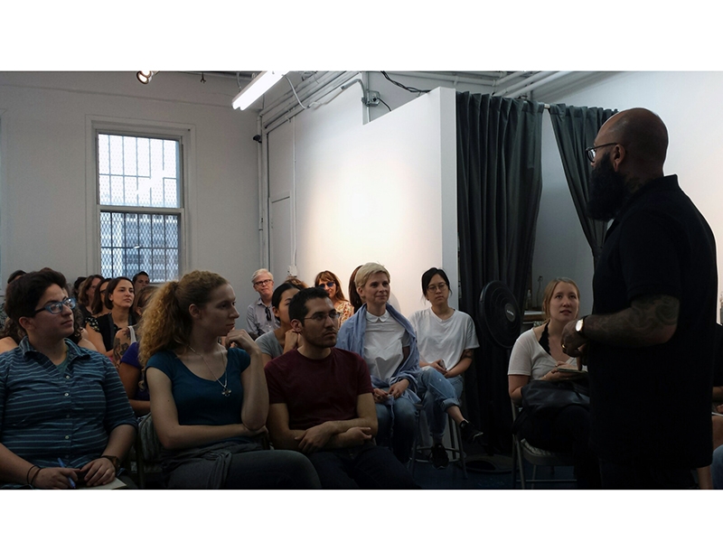 Jean-Noel Soni of Top Notch Faceting speaking at Brooklyn Metal Works, photo Brian Weissman, courtesy BKMW Jean-Noel Soni of Top Notch Faceting