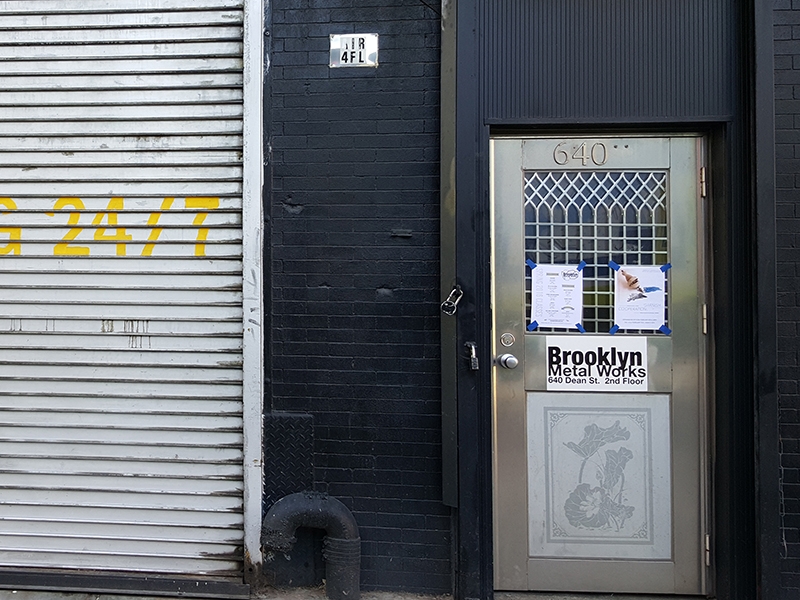 Street view of front door of Brooklyn Metal Works