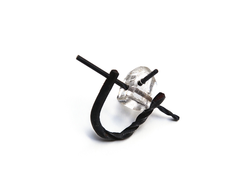 Bernhard Schobinger, Cardan Joint Ring, 2013, steel, topaz, 65 x 45 x 45 mm, photo: Gallery S O Bernhard Schobinger, Cardan Joint Ring